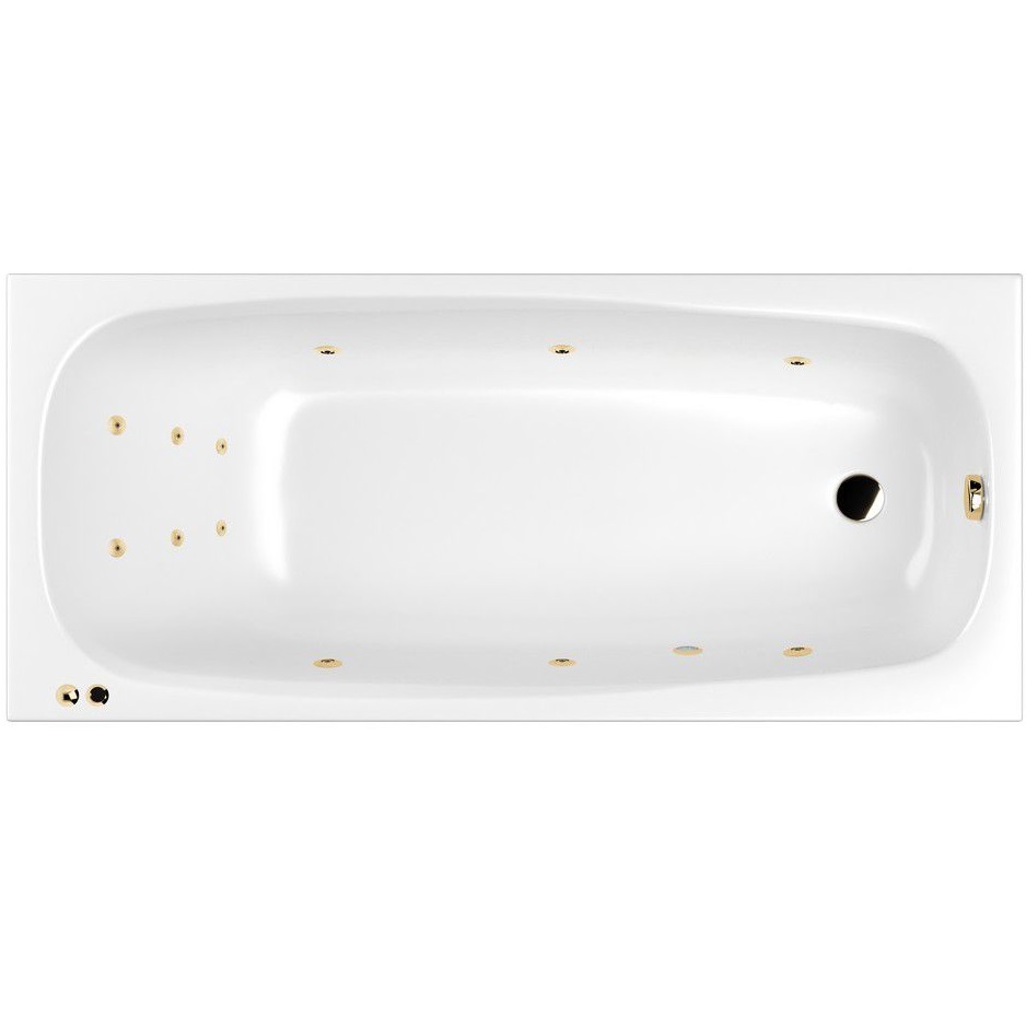 Ванна гидромассажная Whitecross Layla LINE 0102.180080.100.LINE.GL 180x80 см, (белый глянцевый, золотой),  каркас, слив-перелив